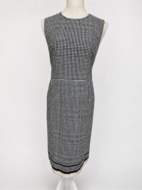 Lanvin Polka Dot Sheath Dress Black White Sleeveless Italy Size 38 US 6